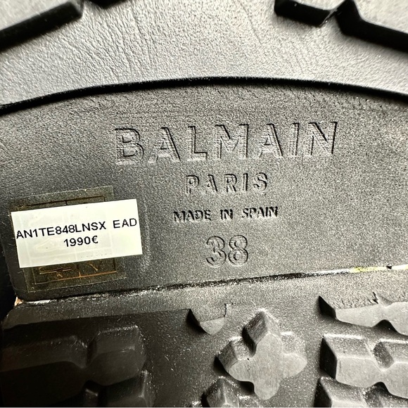 Balmain Black Leather & Gold Mettalic Platform Ankle Boots Women’s NEW - Picture 12 of 12